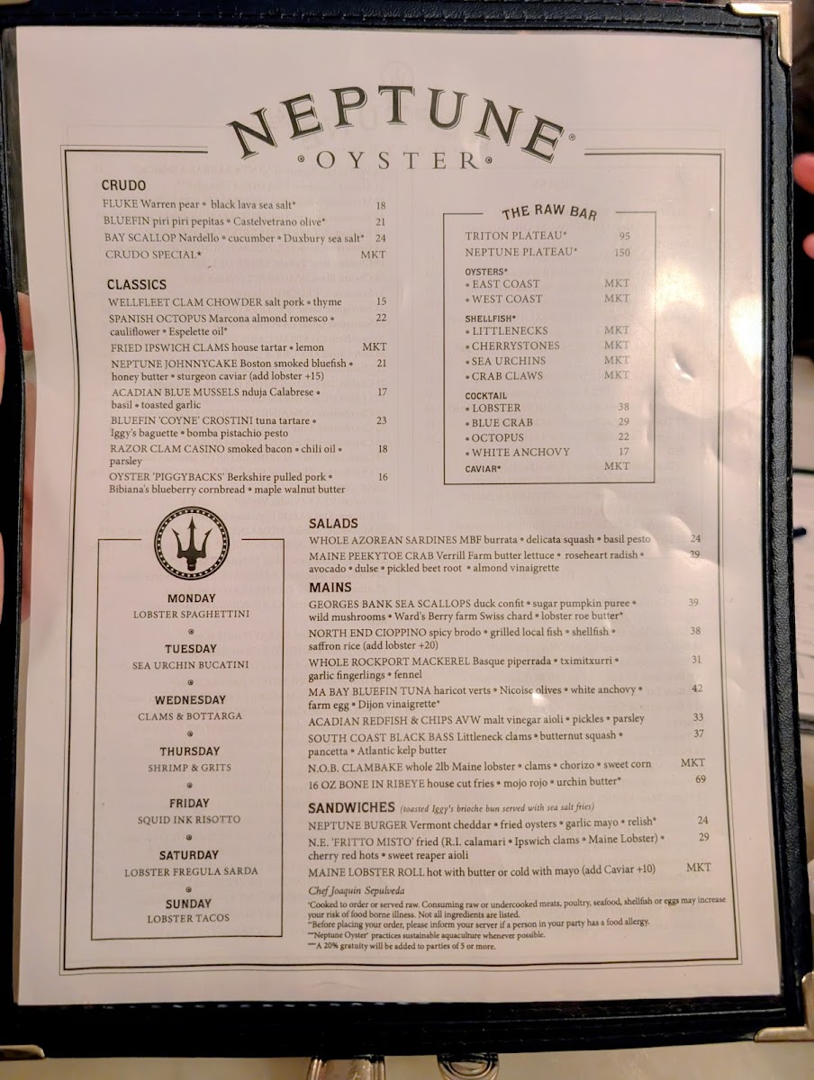 Neptune Oyster Menu - Image 6